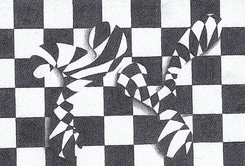 Psychedelic Chess — Original Graphite Drawing (2024)